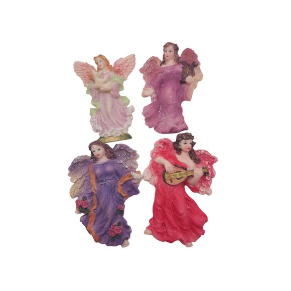 4 VTG Angel Refrigerator Magnets Pastel Glitter Wings Resin Home Kitchen Decor - Picture 1 of 7